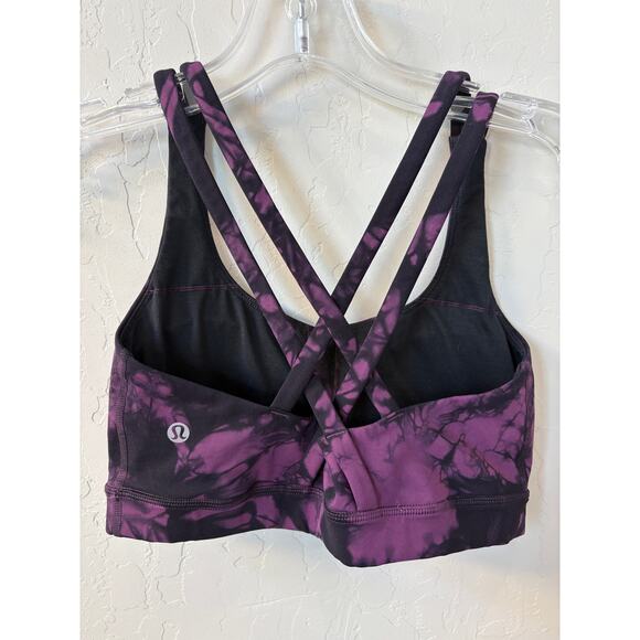 Lululemon Sz 4 Shibori Energy Bra Darkest Magenta Black Tie Dye *NO CUPS* - Picture 5 of 5